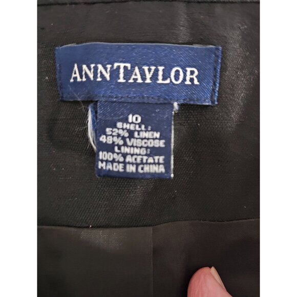 Vintage ANN TAYLOR Jacket Size 10 Black Four Button Casual Summer Linen Blend - Picture 4 of 5